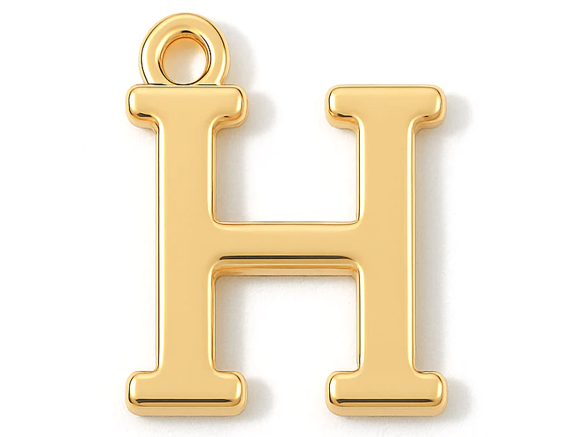 Breloque lettre H en laiton plaqué or 18 K