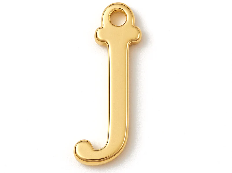 Breloque lettre J en laiton plaqué or 18 K