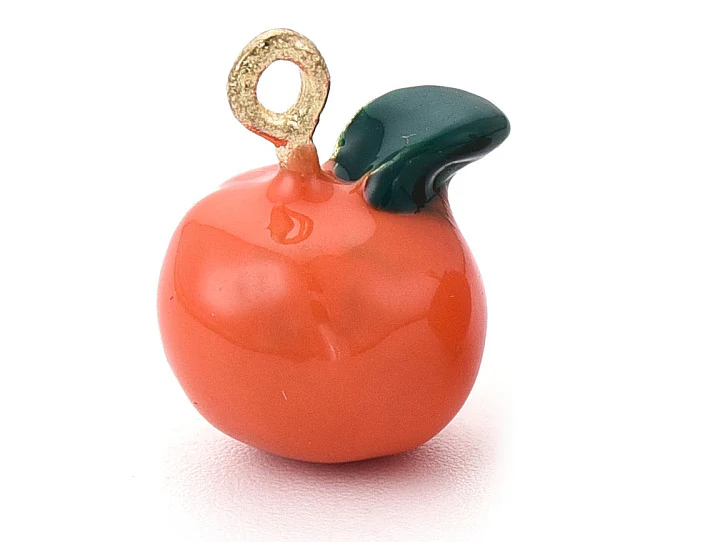 Breloque orange émaillée - doré