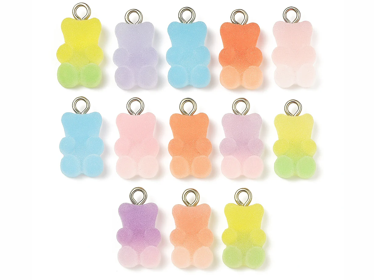 Lot de 10 Breloques Oursons candy en résine translucide multicolore - Image 3