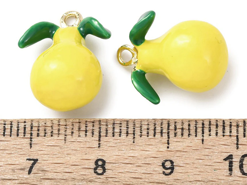 Breloque poire jaune émaillée - doré - Image 3