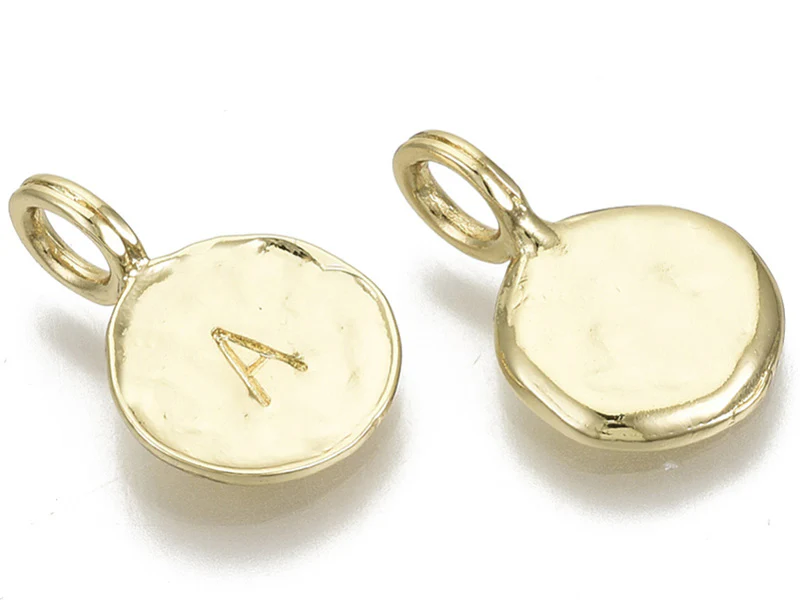 Breloque ronde dorée à l'or fin 18K – A - Image 2