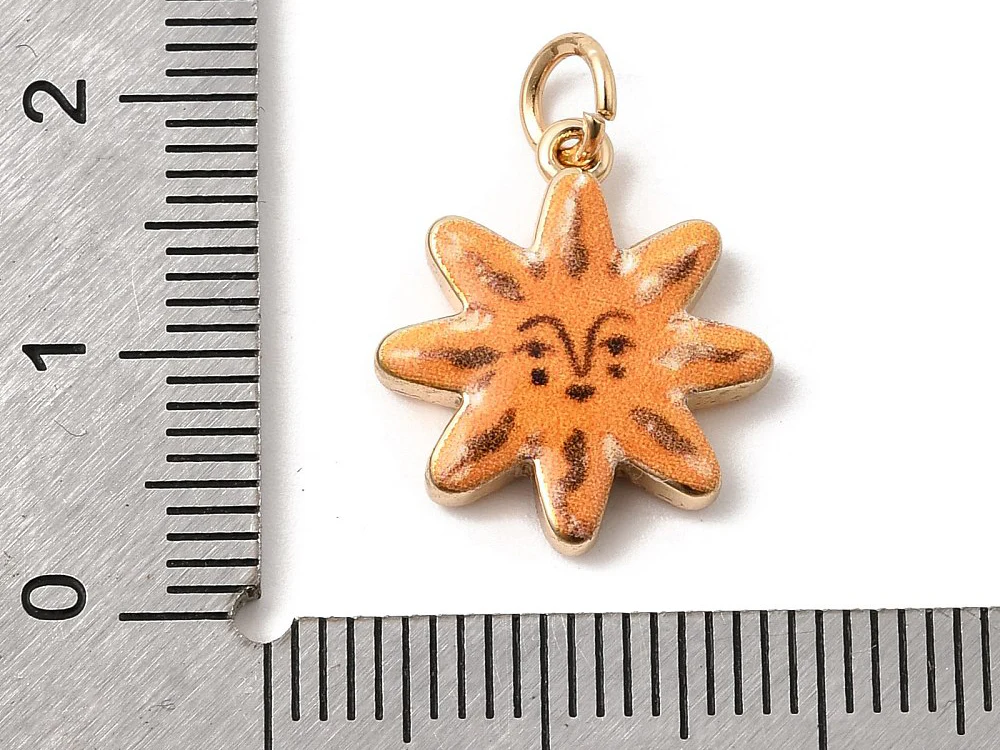 Breloque soleil imprimée - laiton doré - Image 3