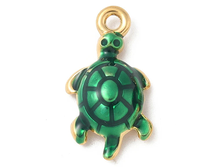 Breloque tortue - acier inoxydable 304 doré à l’or fin
