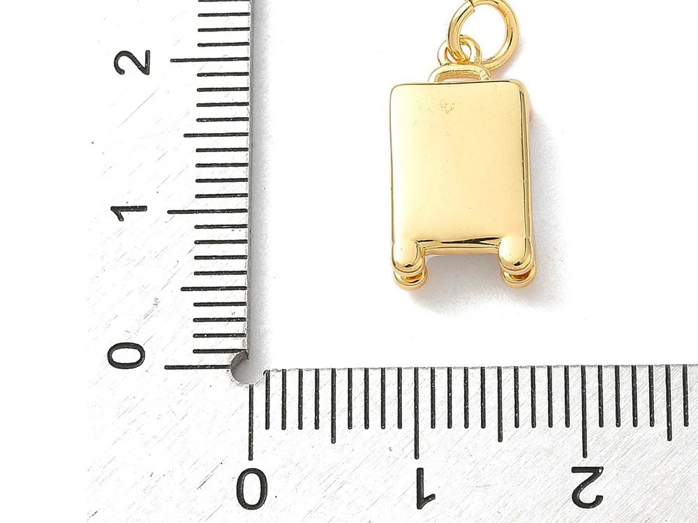 Breloque Valise Mignonne Émaillée Blanc et Doré à l'Or 18k - Image 3
