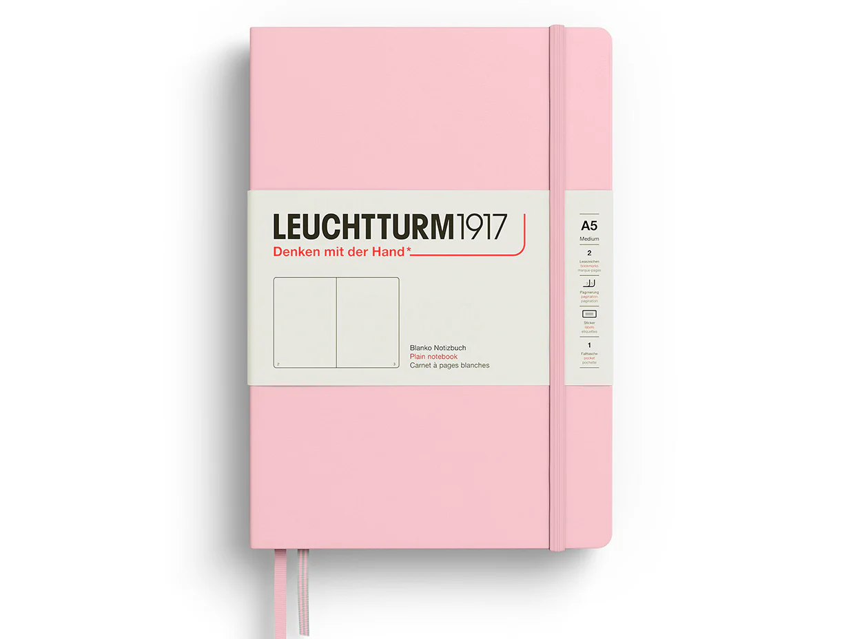 Carnet de notes Leuchtturm A5 Ă couverture rigide - rose poudre - pages blanches