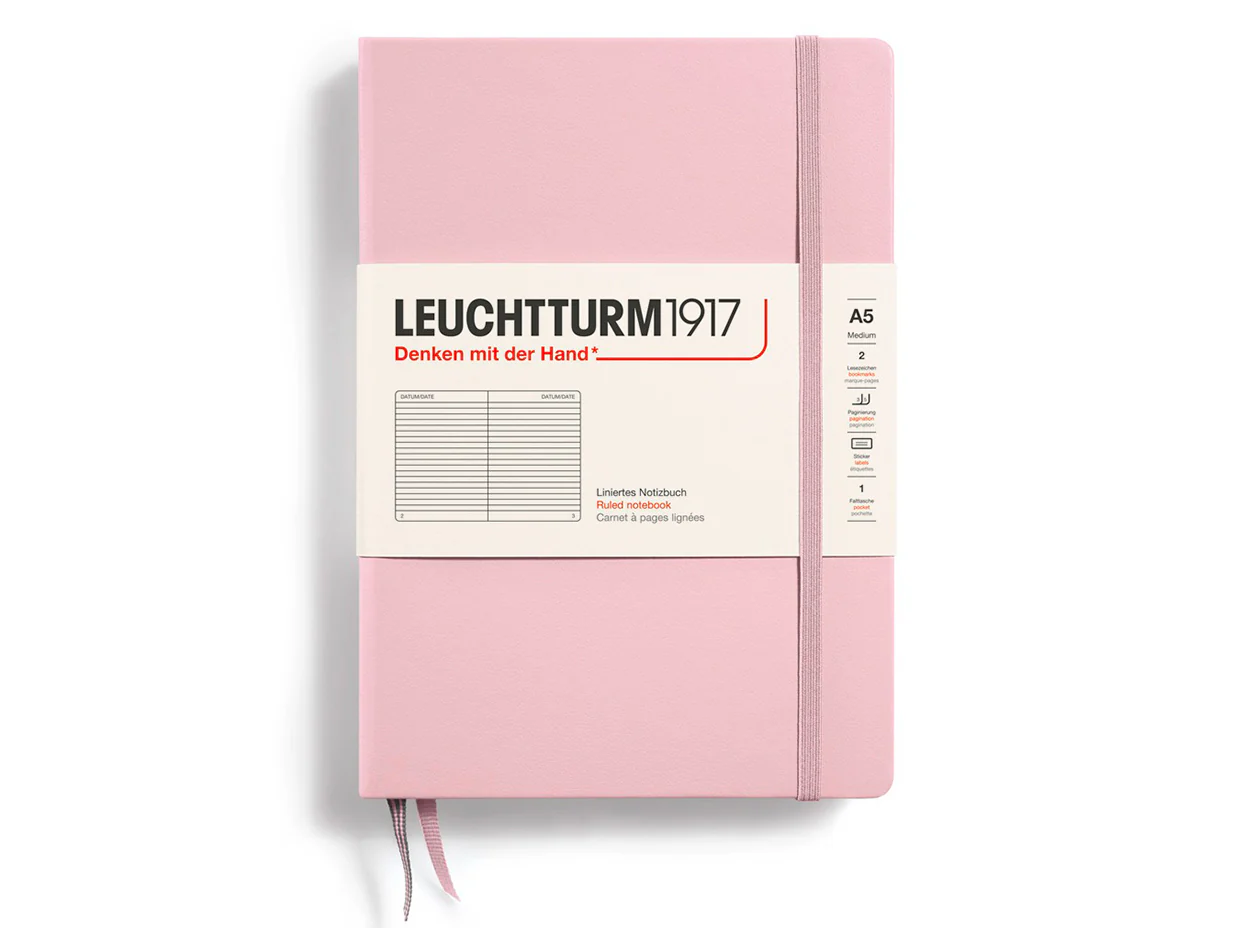 Carnet de notes Leuchtturm A5 à couverture rigide - rose poudre - pages lignées