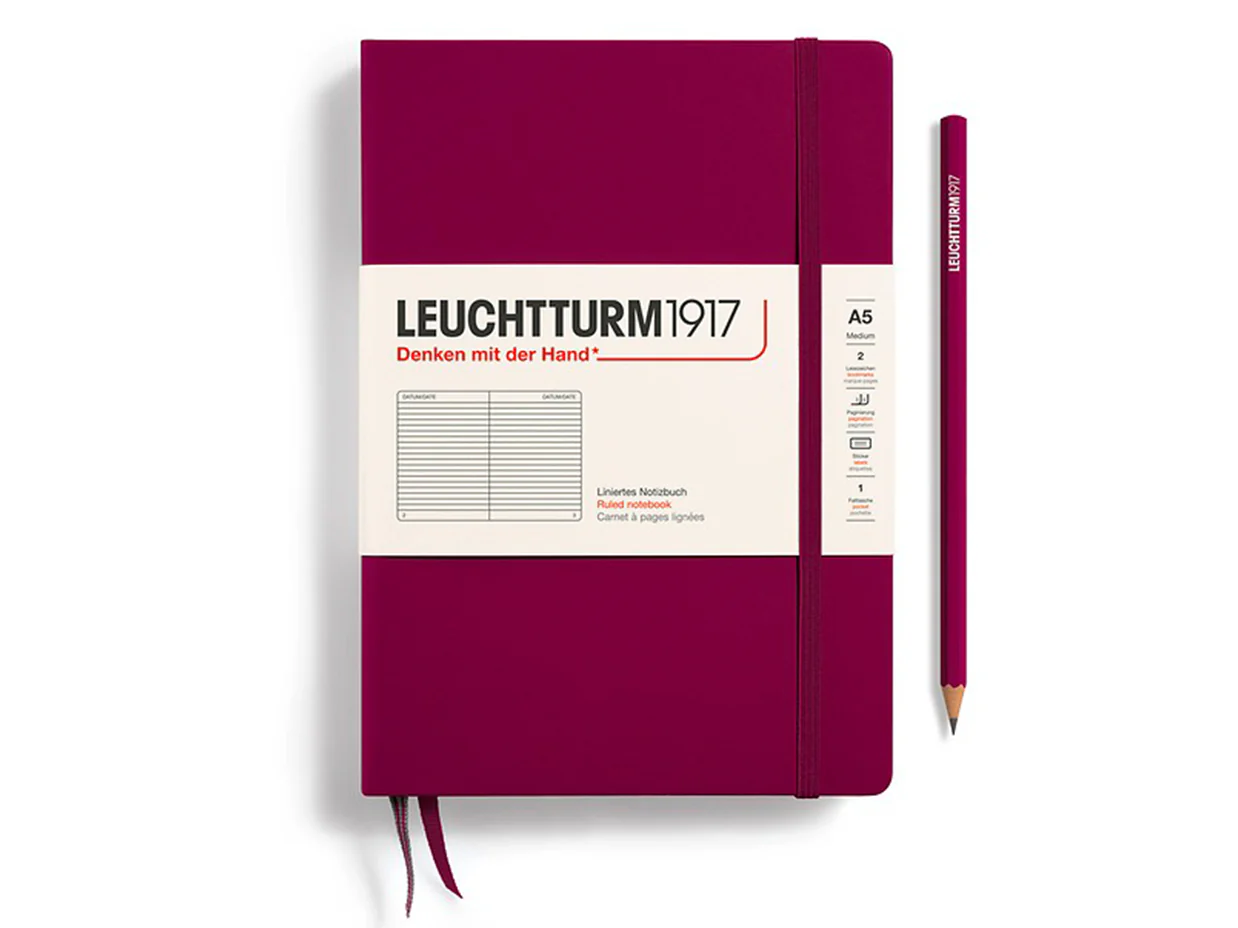 Carnet de notes Leuchtturm A5 à couverture rigide - rouge bordeaux - pages lignées - Image 2
