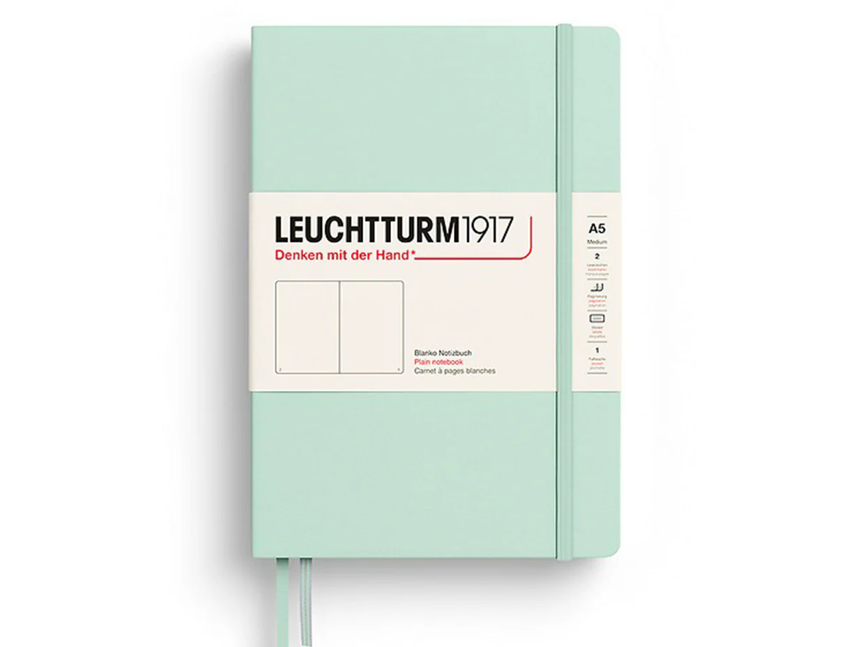 Carnet de notes Leuchtturm A5 Ă couverture rigide - vert d'eau - pages blanches