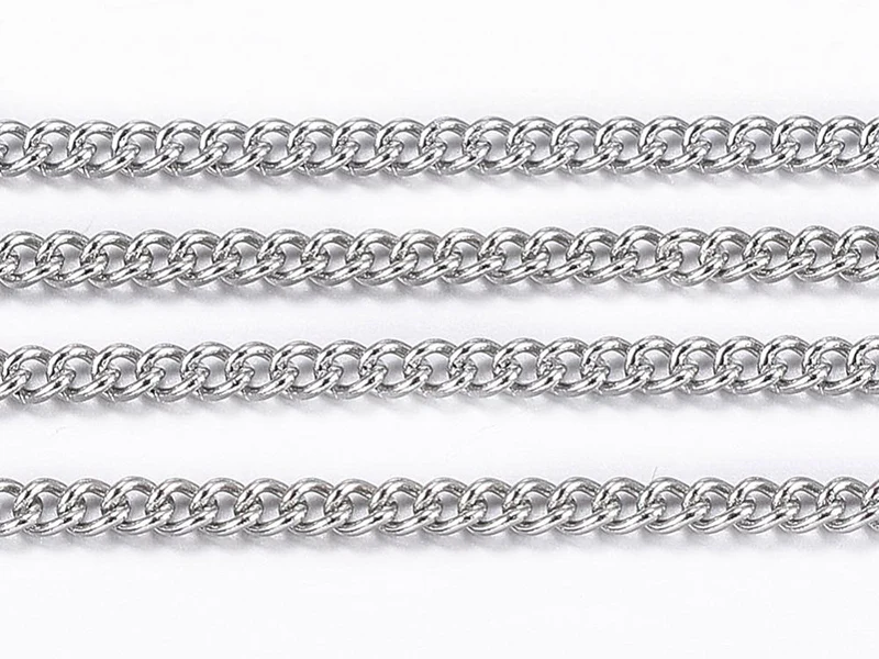 Chaine gourmette 1,1 mm en acier inoxydable - argenté foncé x 20 cm - Image 3