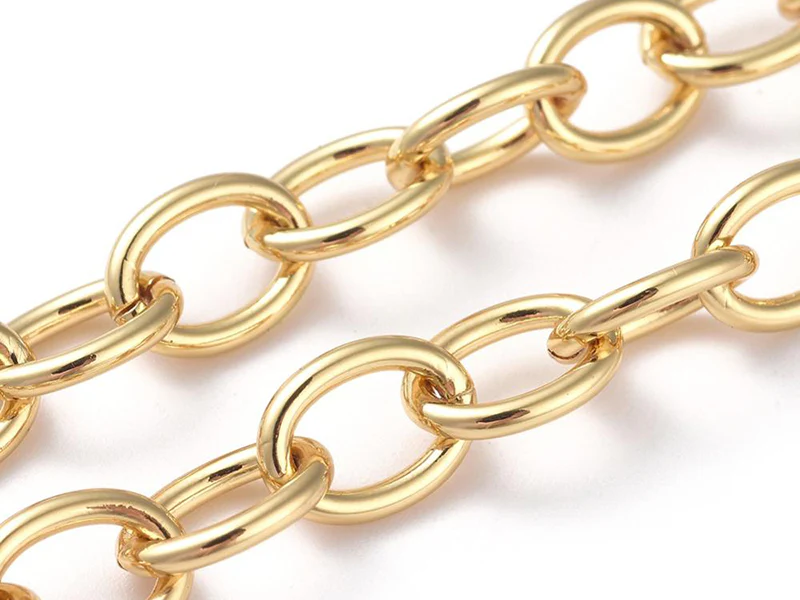 Chaîne jaseron ovale 11 x 8 mm - doré à l'or fin 18 K x 20 cm - Image 3