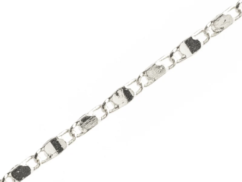 Chaine lien rectangle - laiton flashé argent 925 - qualité premium