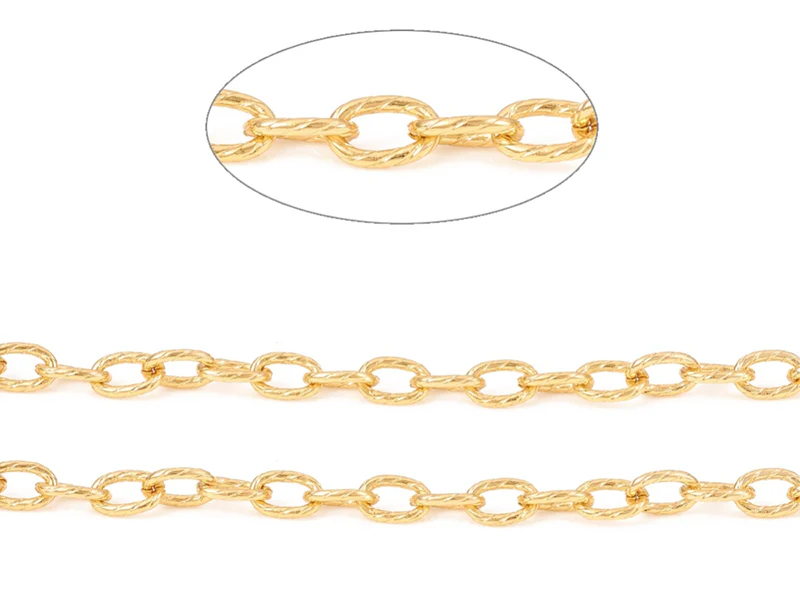 Chaîne maillons ovales effet torsadé 10 x 6,5 mm  - doré à l'or fin 18 K x 20 cm - Image 3