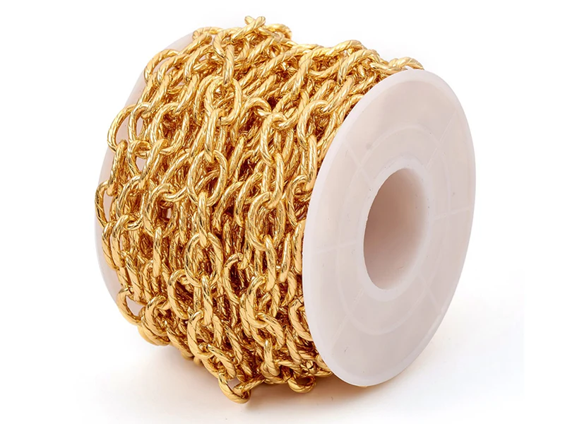 Chaîne maillons ovales effet torsadé 10 x 6,5 mm  - doré à l'or fin 18 K x 20 cm - Image 4