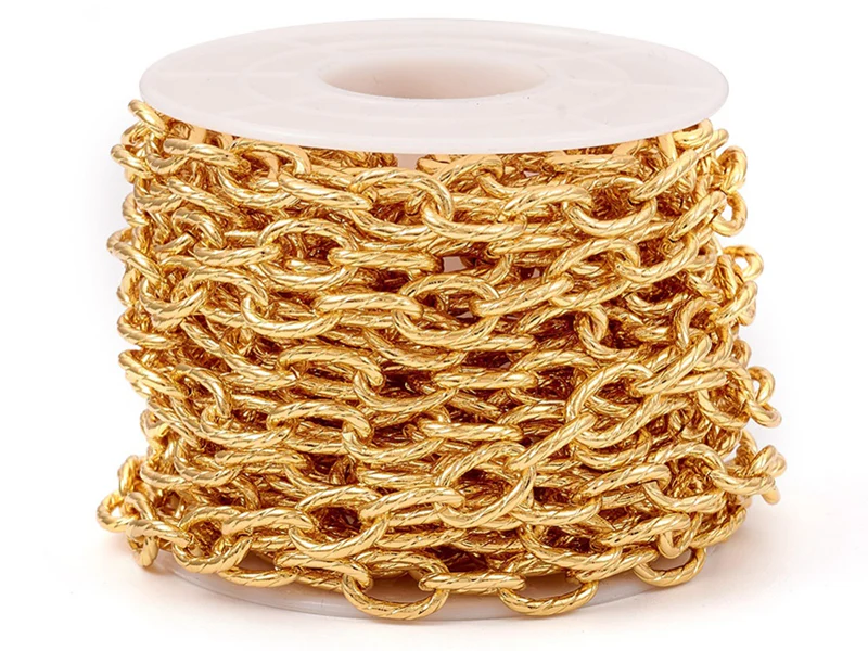 Chaîne maillons ovales effet torsadé 10 x 6,5 mm  - doré à l'or fin 18 K x 20 cm - Image 5