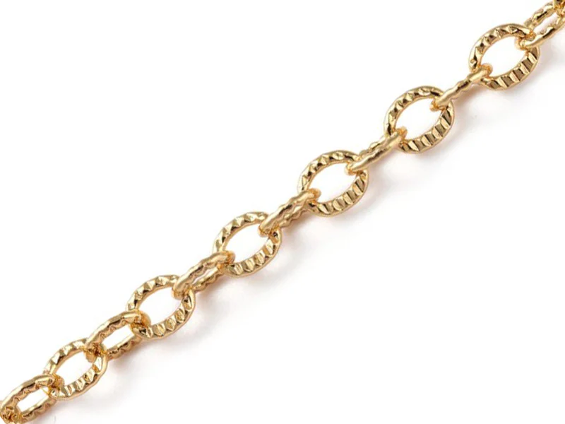 Chaîne ovale texturée 2,5 x 3,5 mm - doré à l'or fin 18 K x 20 cm