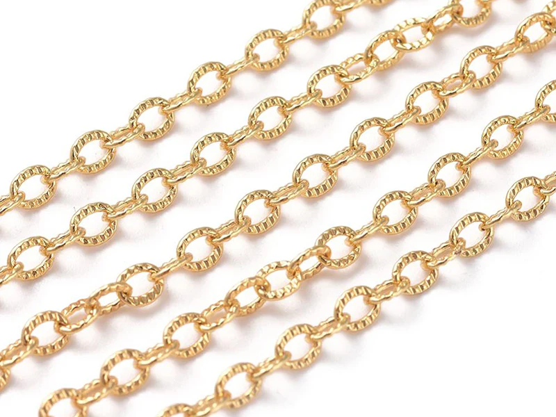 Chaîne ovale texturée 2,5 x 3,5 mm - doré à l'or fin 18 K x 20 cm - Image 2