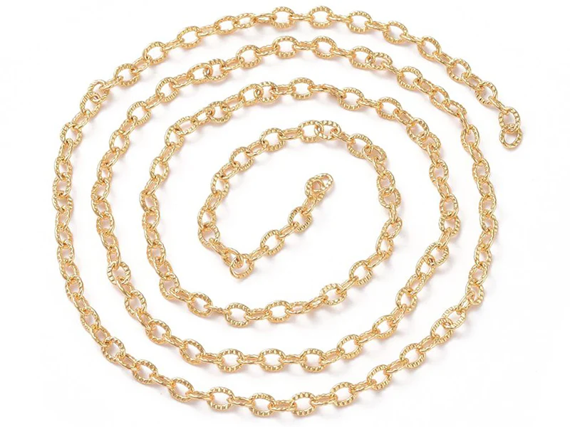 Chaîne ovale texturée 2,5 x 3,5 mm - doré à l'or fin 18 K x 20 cm - Image 4