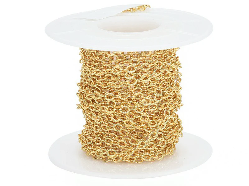 Chaîne ovale texturée 2,5 x 3,5 mm - doré à l'or fin 18 K x 20 cm - Image 6