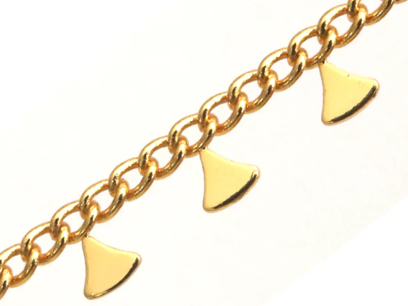 Chaine triangles ethnique - doré à l'or fin 18K x 20 cm - Image 2