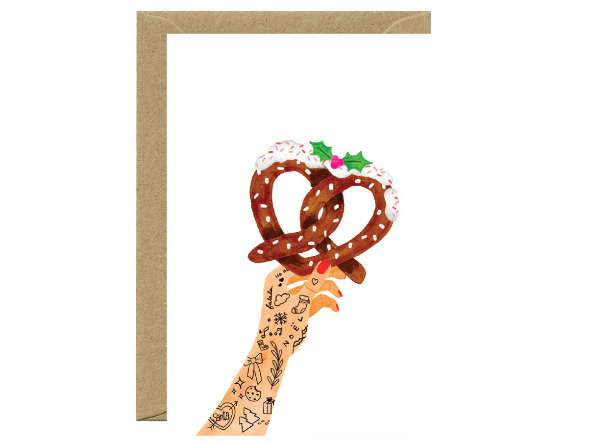 Carte de Noël aquarelle - Christmas bretzel - ATWS