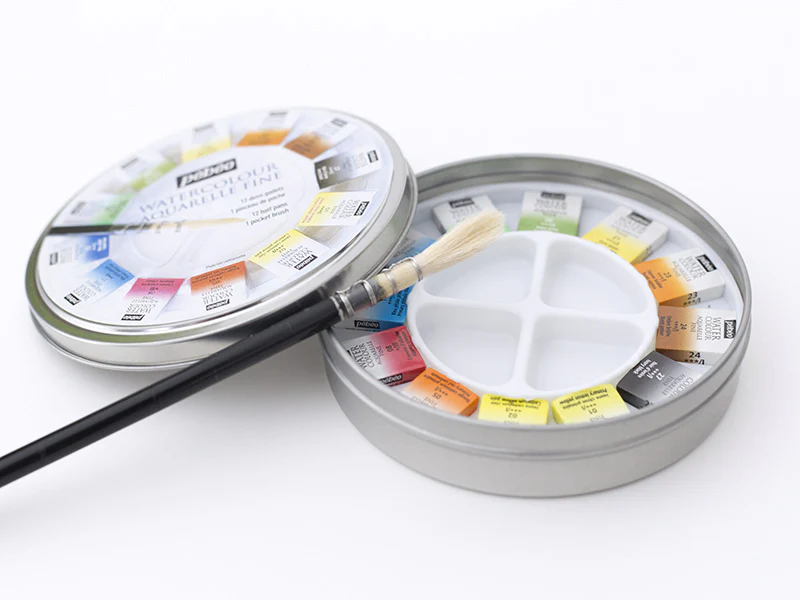 Coffret 12 demi-godets aquarelle fine - boîte ronde - Image 4