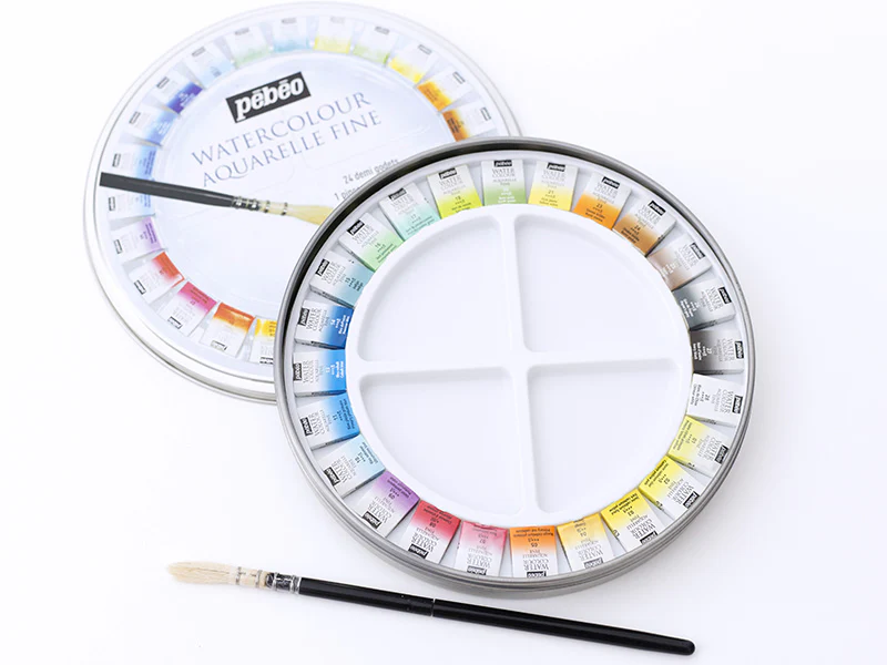 Coffret 24 demi-godets aquarelle fine - boîte ronde - Image 3