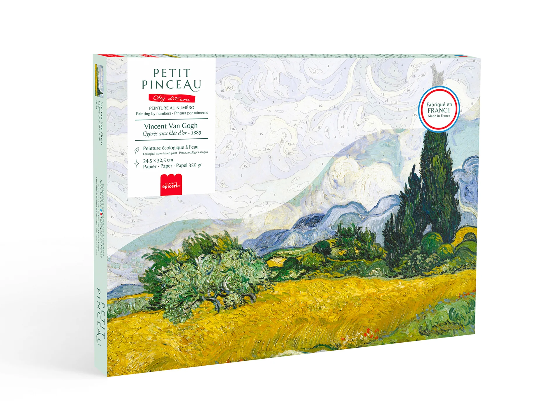 Coffret peinture au numéro - Petit Pinceau - Cyprès aux blés d'or, Vincent Van Gogh