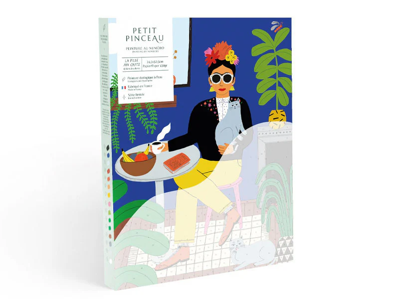 Coffret peinture au numéro - Petit Pinceau - La fille aux chats par Guillaume Denaudhome
