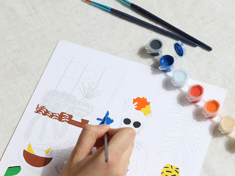 Coffret peinture au numéro - Petit Pinceau - La fille aux chats par Guillaume Denaudhome - Image 4