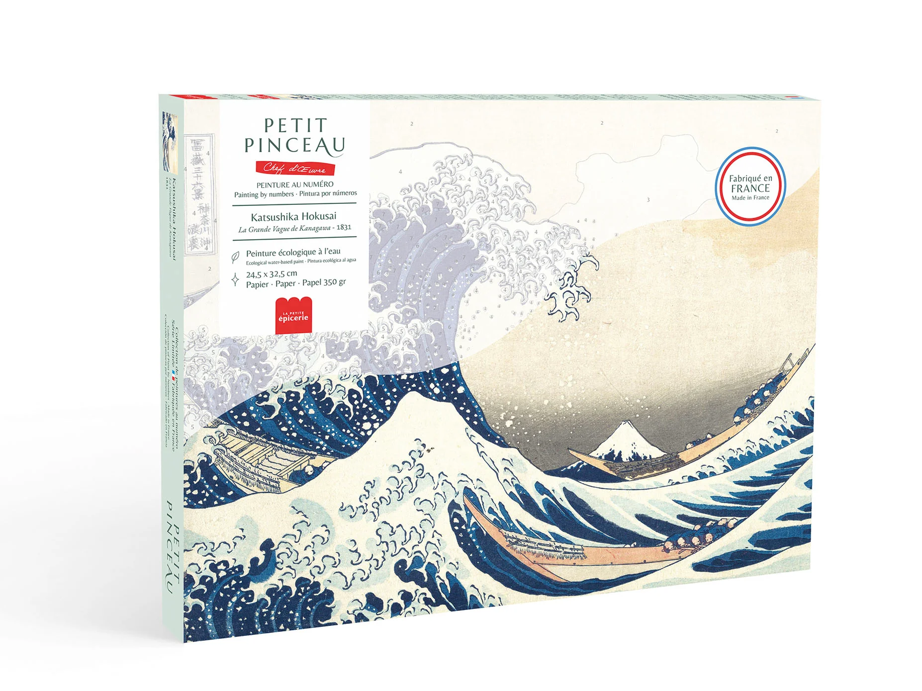 Coffret peinture au numéro - Petit Pinceau - La grande Vague de Kanagawa, Katsushika Hokusai