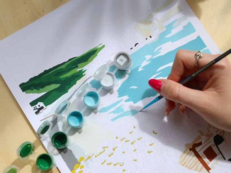 Coffret peinture au numéro - Petit Pinceau - Picnic à Étretat par Ananya Bhandari - Image 3