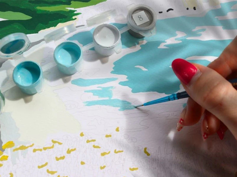 Coffret peinture au numéro - Petit Pinceau - Picnic à Étretat par Ananya Bhandari - Image 4