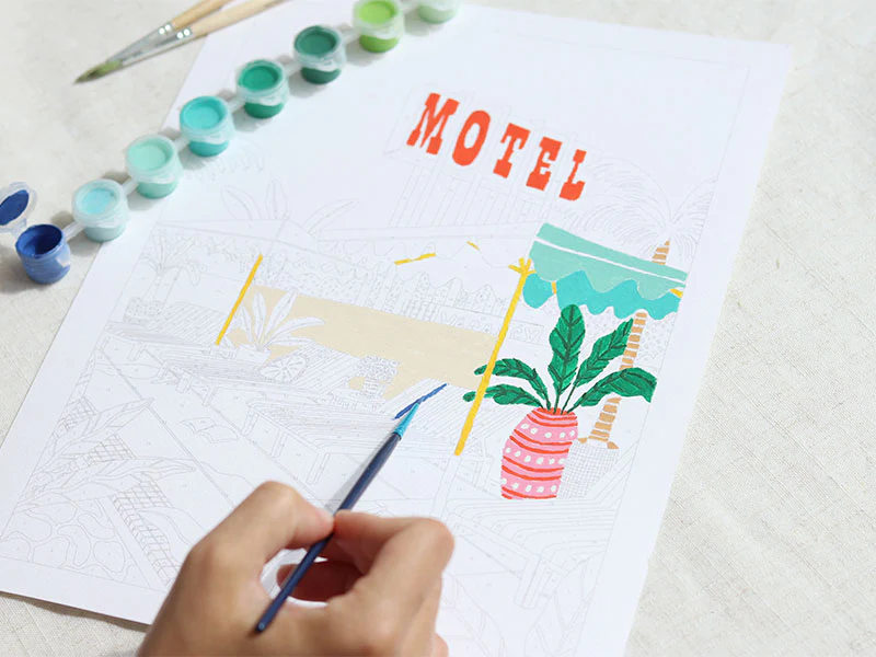 Coffret peinture au numéro - Petit Pinceau - The Motel Pool par Jessica Smith - Image 4
