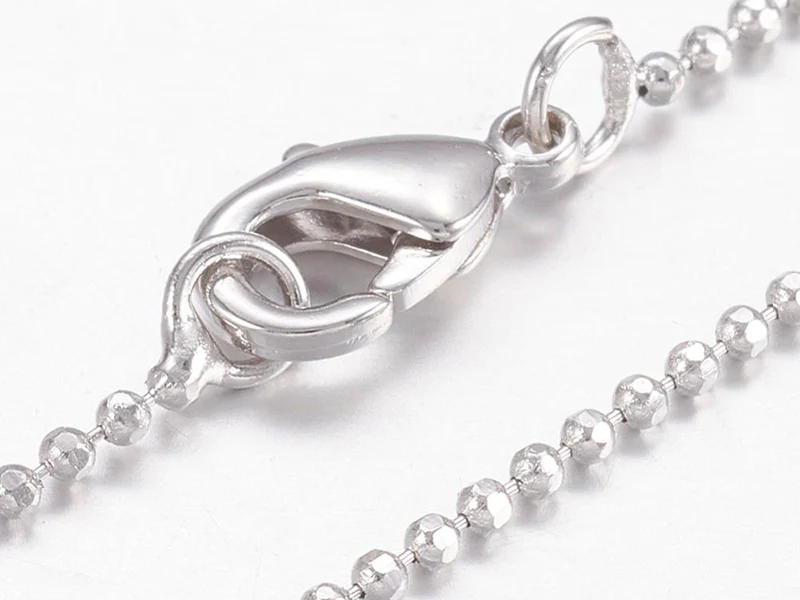 Collier 44,5 cm - chaîne bille - plaqué platine - Image 2
