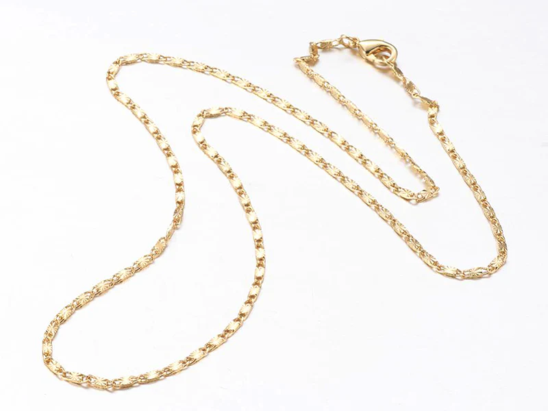 Collier 44,5 cm - chaîne fantaisie  - doré à l'or fin 18K