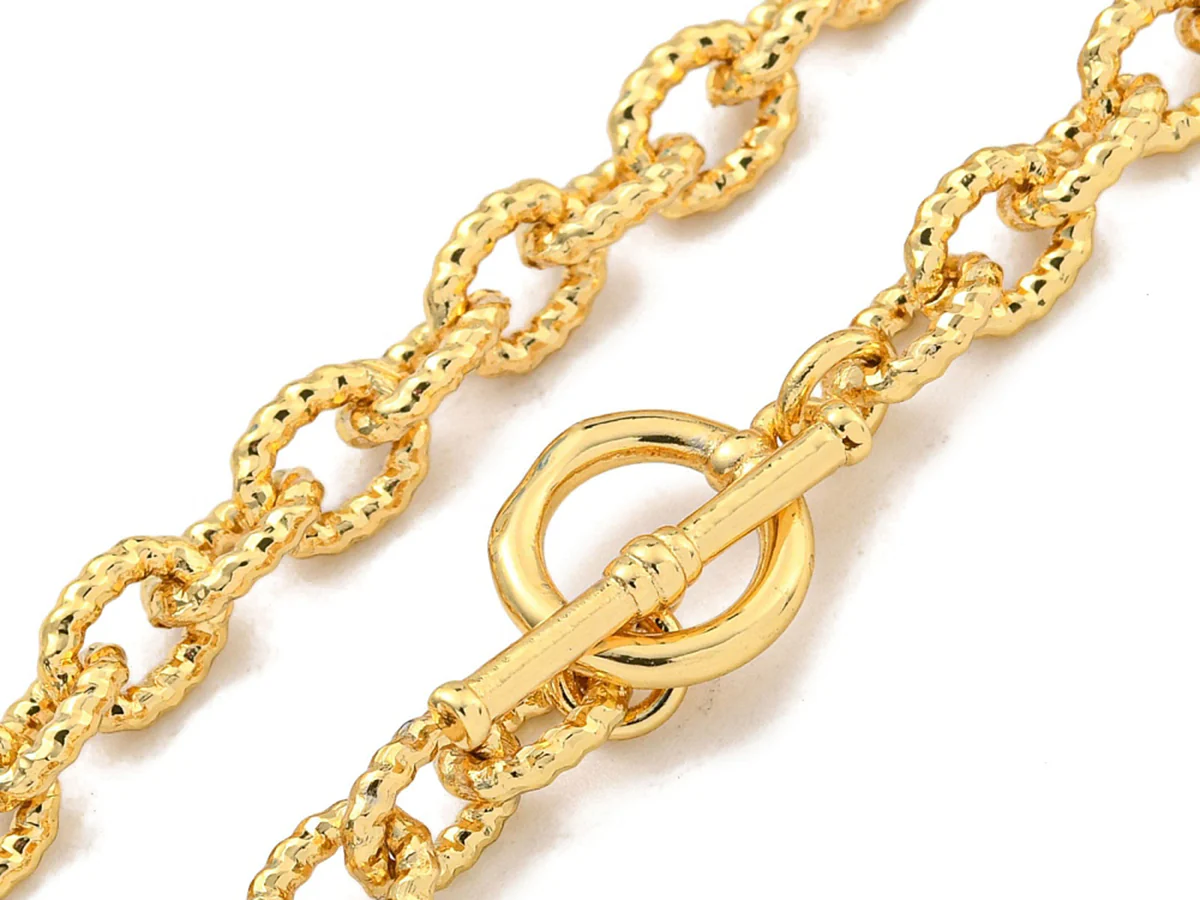 Collier chaîne câble en laiton doré à l’or fin