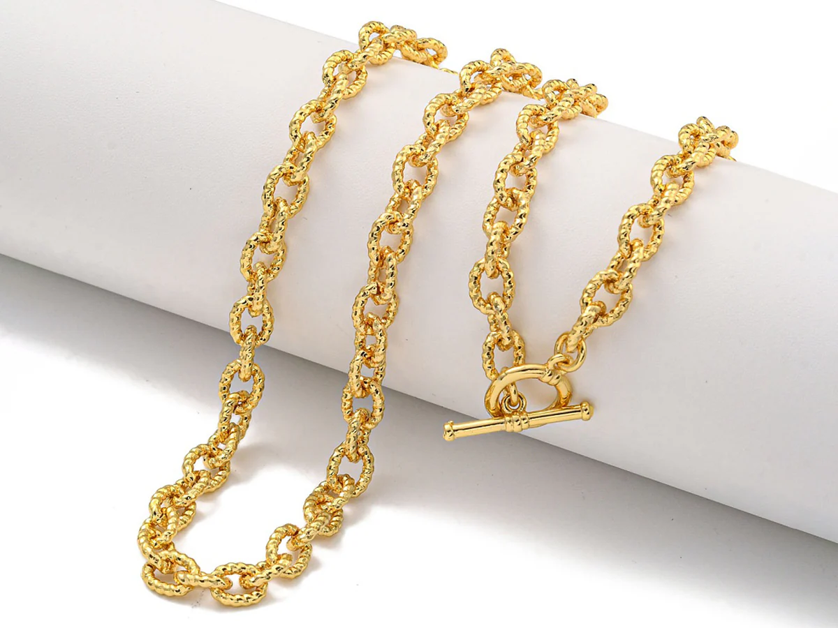 Collier chaîne câble en laiton doré à l’or fin - Image 2