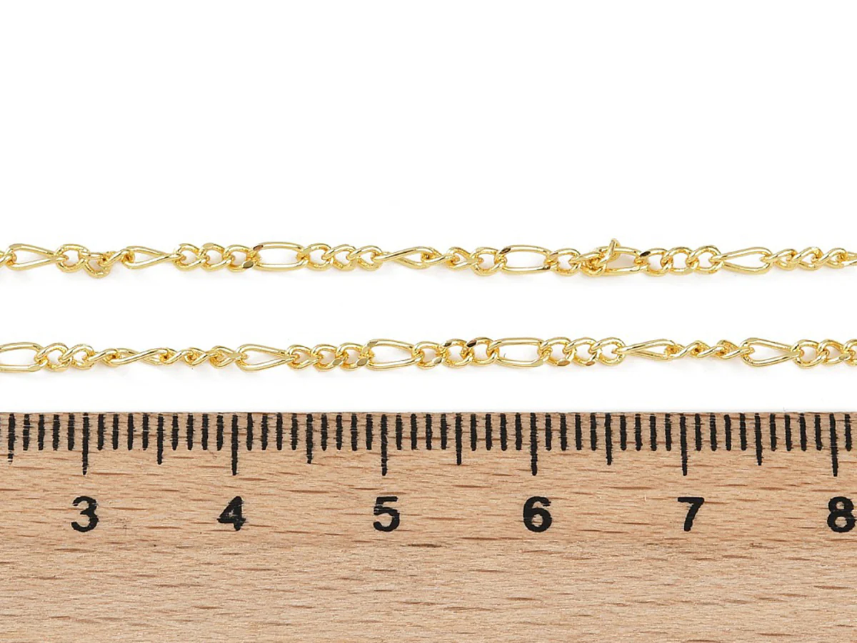 Collier chaîne figaro en laiton doré à l’or fin - Image 2