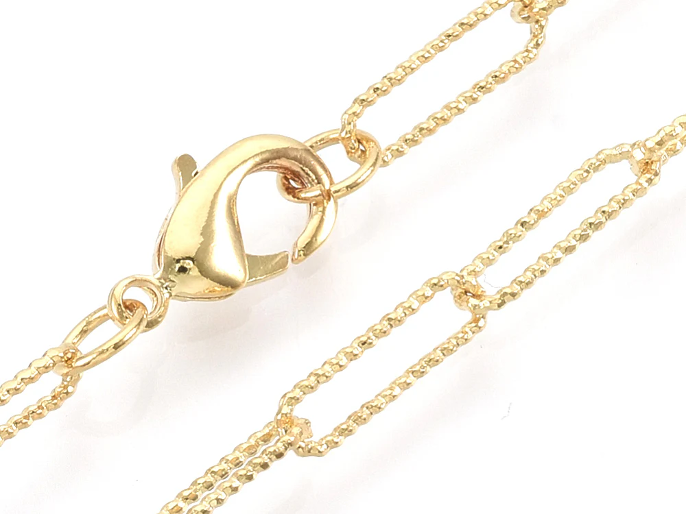 Collier chaîne trombone texturée - 49,5 cm - 11,5 x 3,5 - doré à l'or fin 18K - Image 2