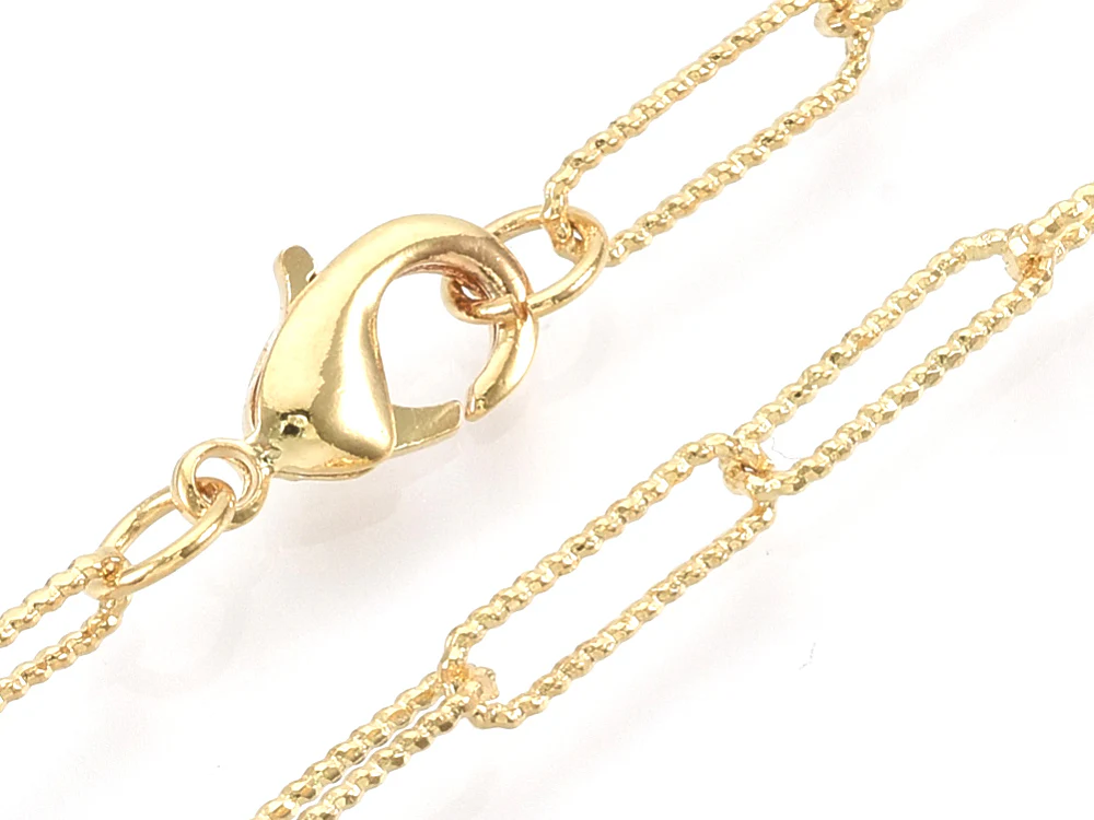 Collier chaîne trombone texturée - 60,5 cm - 11,5 x 3,5 - doré à l'or fin 18K - Image 2