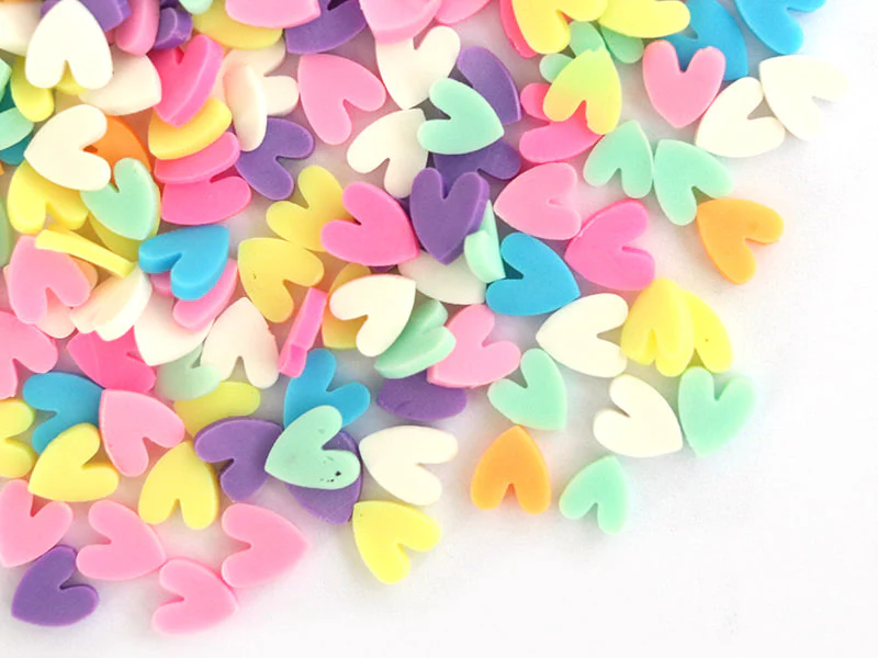 Confettis en pâte polymère - coeurs pastel  - 10 grammes - Image 2