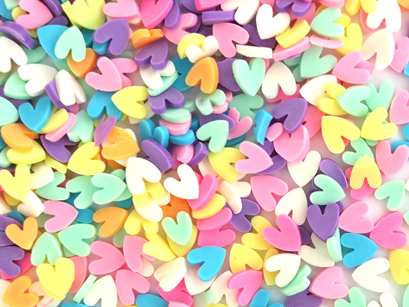Confettis en pâte polymère - coeurs pastel  - 10 grammes - Image 3