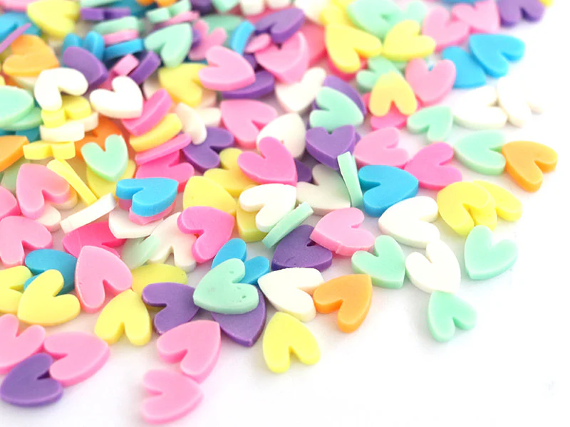 Confettis en pâte polymère - coeurs pastel  - 10 grammes - Image 4