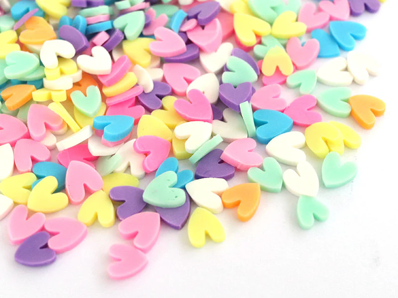 Confettis en pâte polymère - coeurs pastel  - 10 grammes - Image 5