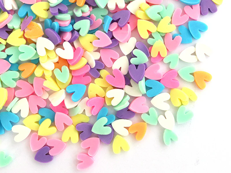 Confettis en pâte polymère - coeurs pastel  - 10 grammes - Image 6