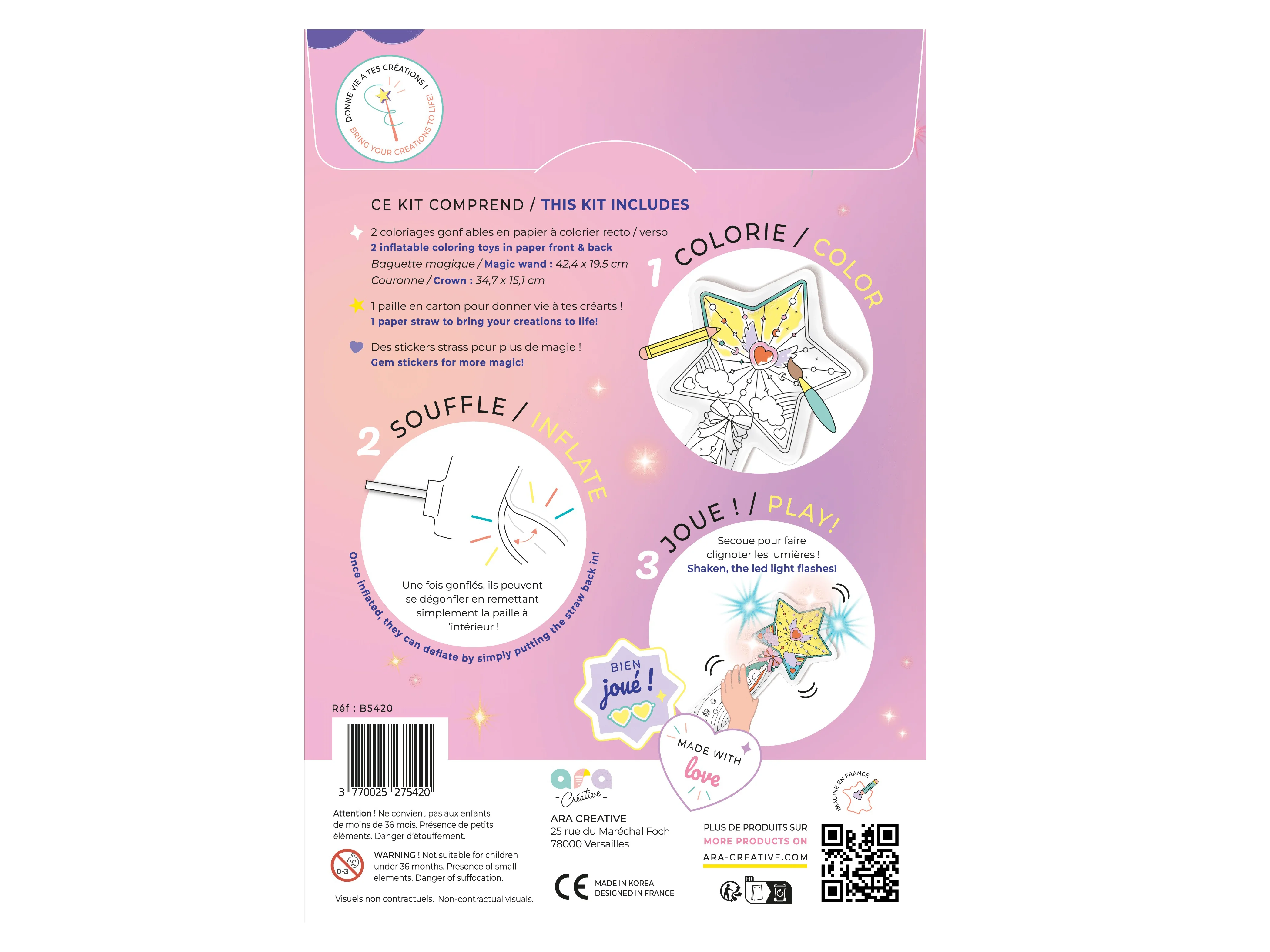 Coloriages gonflables - Couronne et baguette magique - Ara Créative - Image 2