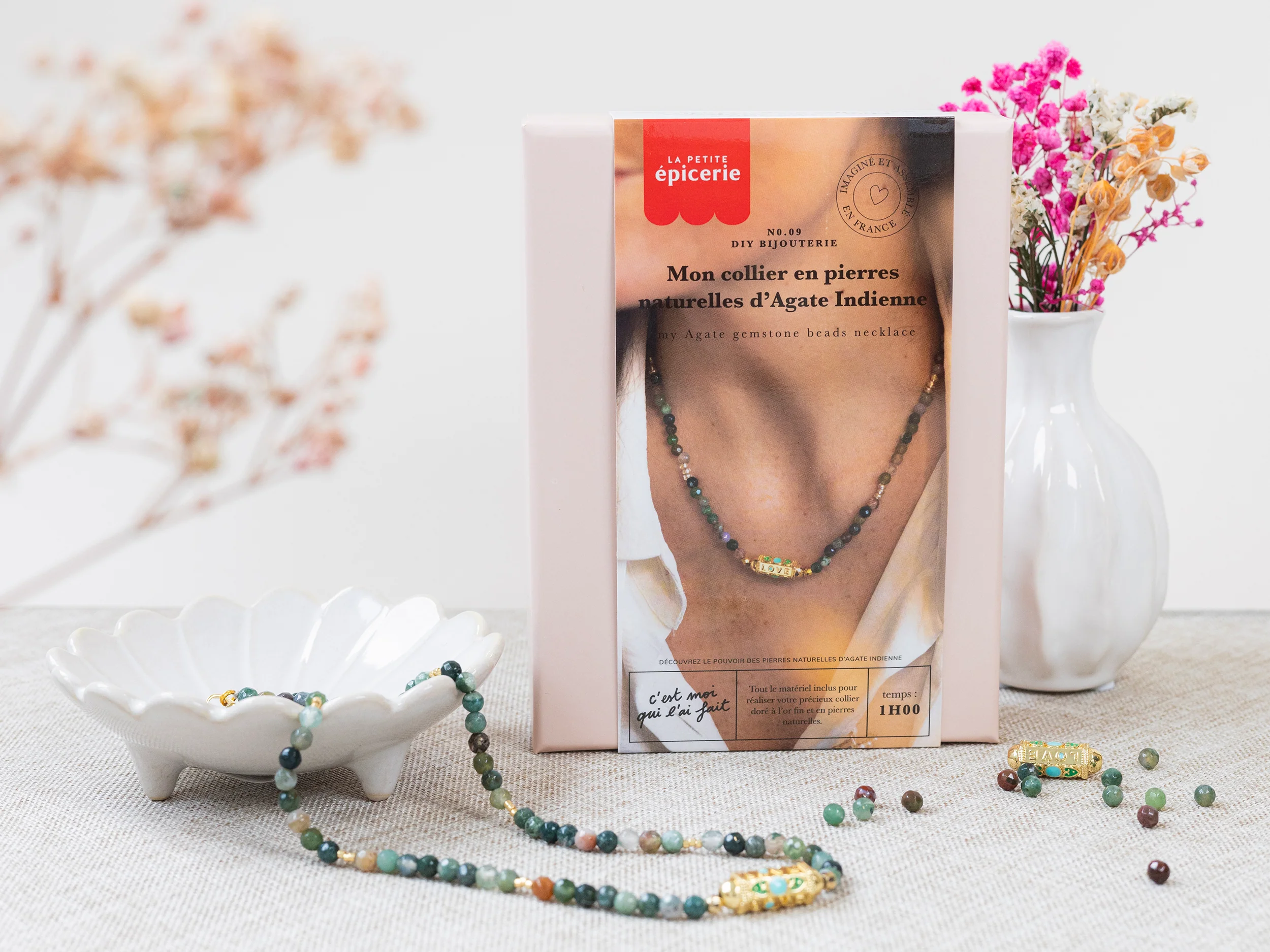Kit DIY Bijouterie - Mon collier en pierres naturelles d'Agate Indienne - Image 2