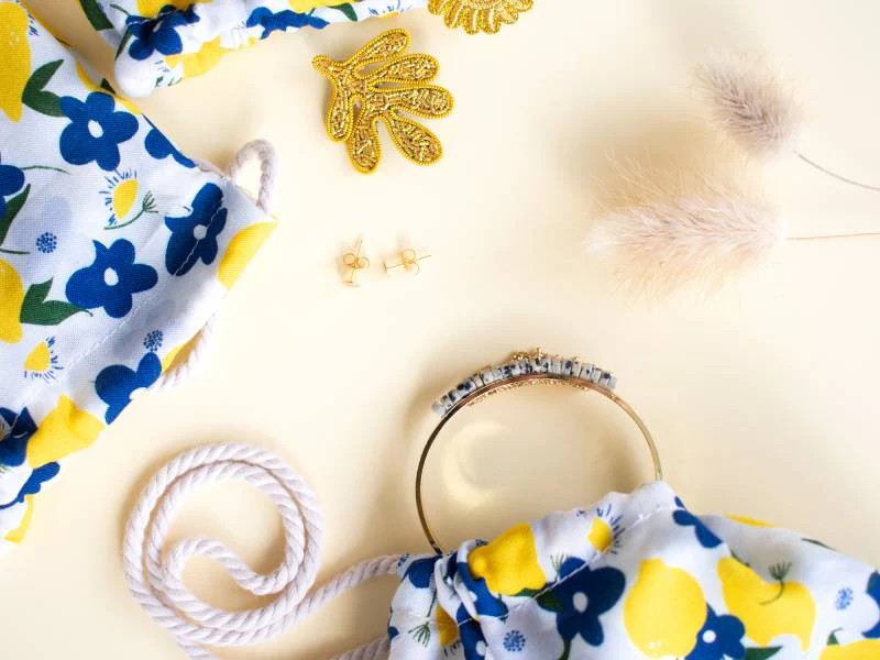 Kit DIY Mercerie - Mes 3 pochons vrac à coudre tissu citron - Image 2