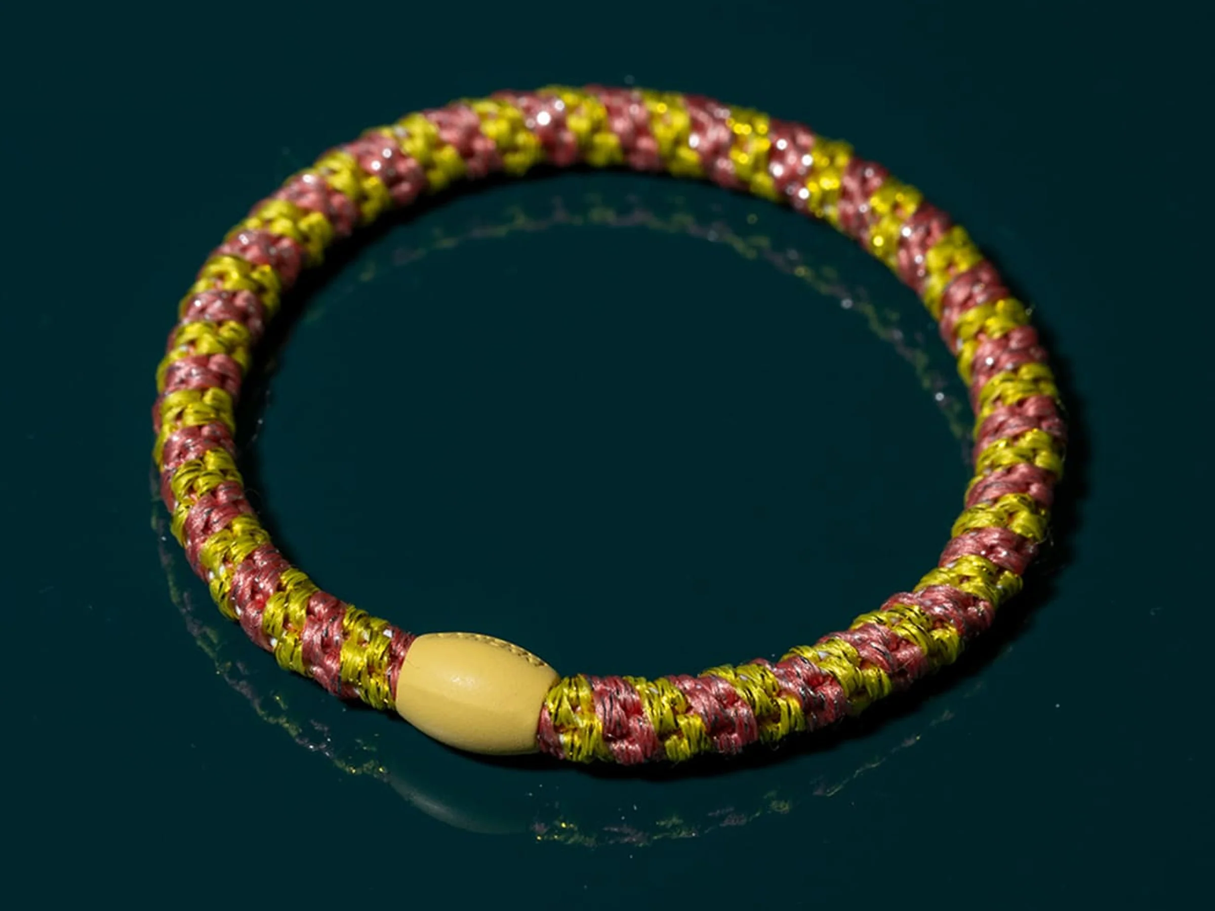 Élastique cheveux Slim Rayé corail pailleté - Kknekki - Image 2